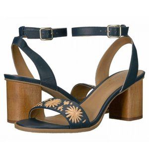 NEW Jack Rogers Women Bettina Heel Ankle Strap Slide Sandal Midnight Tan Raffia